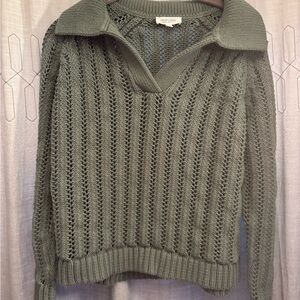 Haven well within Open Stitch Johnny Walker Coller Deep Green V-Neck Sweater